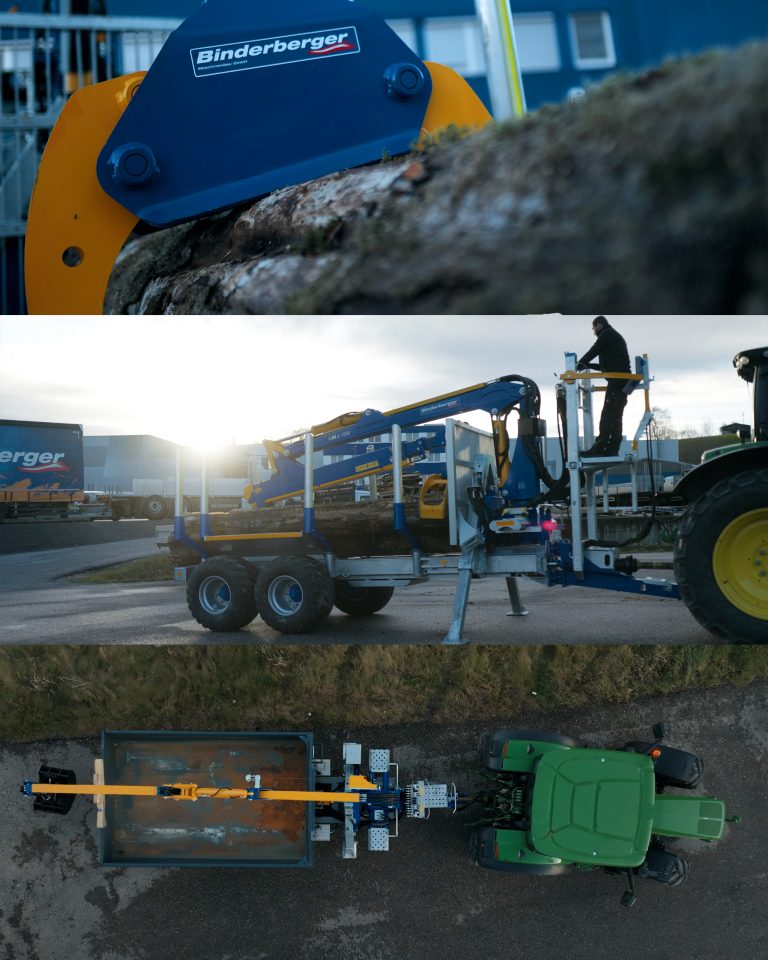 B2B Forsttechnik Fotografie & Produktvideoproduktion – Forstmaschinen in Aktion bei der Baumernte
